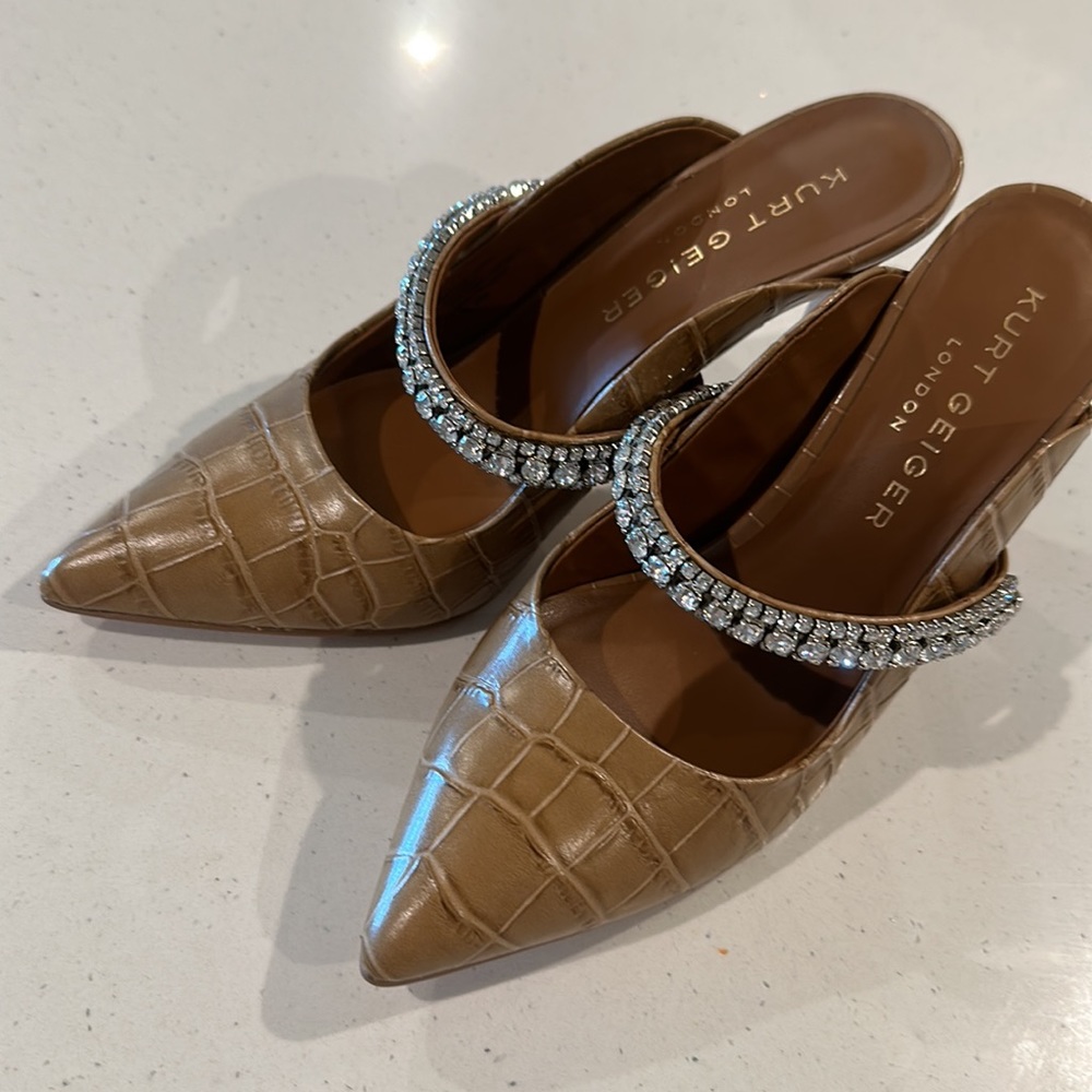 Kurt Geiger Crystal Strap croc embossed heel